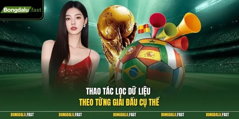 Thao tác lọc dữ liệu theo từng giải đấu cụ thể
